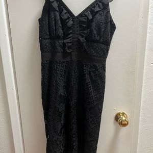 Adelyn Rae Black Lace Midi Dress